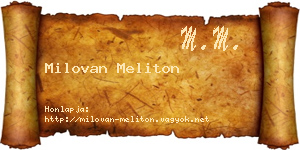 Milovan Meliton névjegykártya